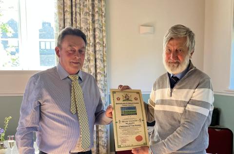 Vincent Milburn receiving the Freedom of the Parish
