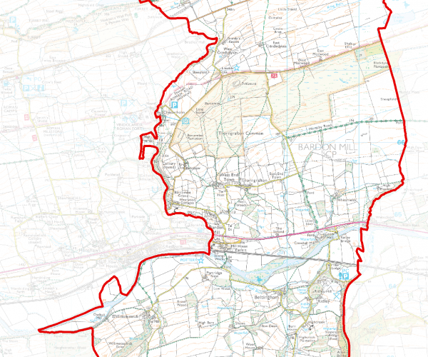 Map showing the parish boundary
