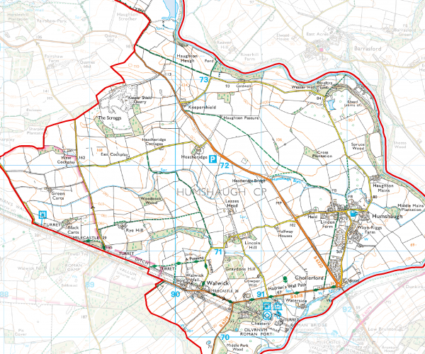 Map showing the parish boundary