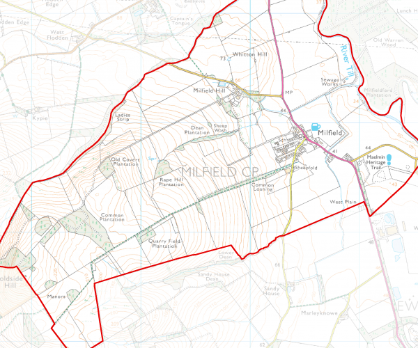 Map showing the parish boundary