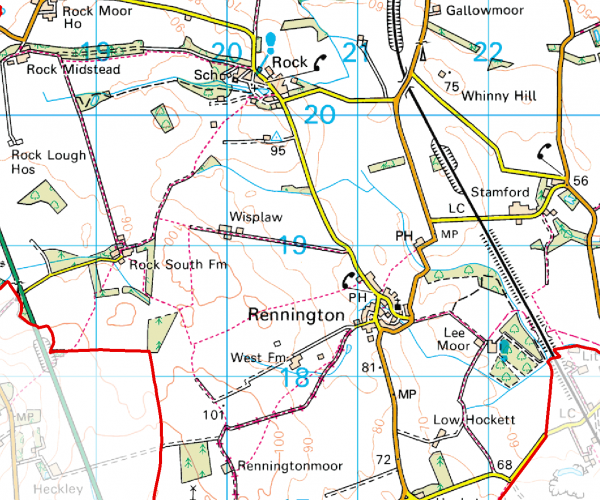 Map showing the parish boundary