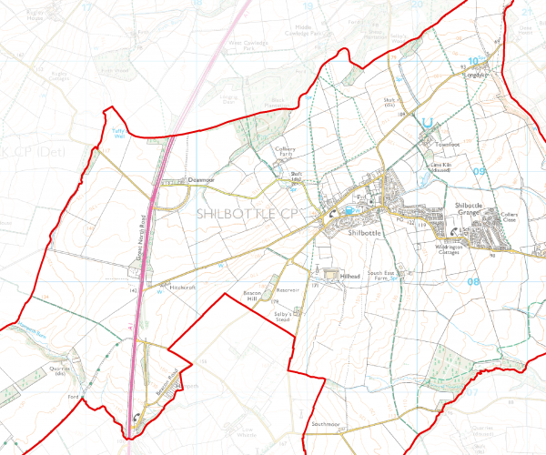 Map showing the parish boundary
