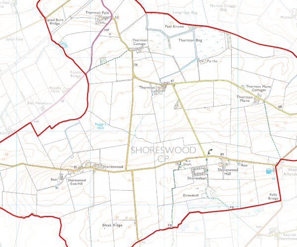 Map showing the parish boundary